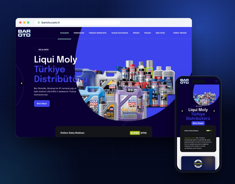 baroto.com.tr web sitesinin masaüstü ve mobil görünümü