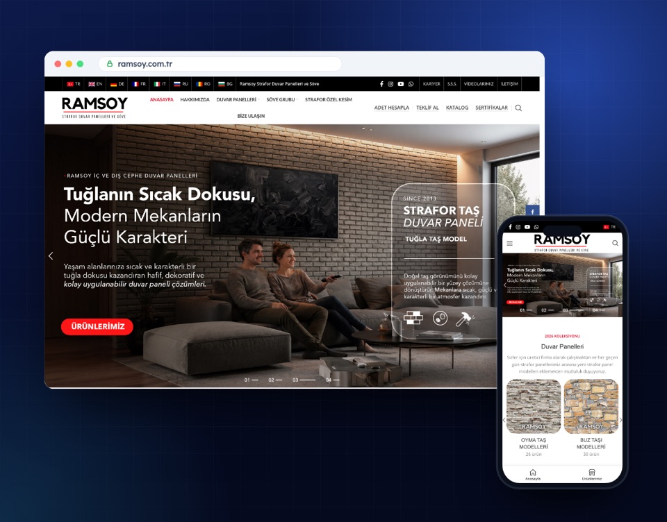 ramsoy.com.tr web sitesinin masaüstü ve mobil görünümü