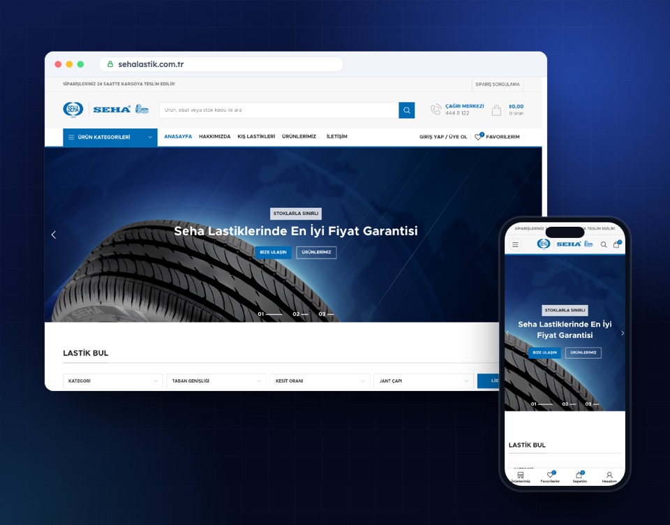 sehalastik.com.tr web sitesinin masaüstü ve mobil görünümü